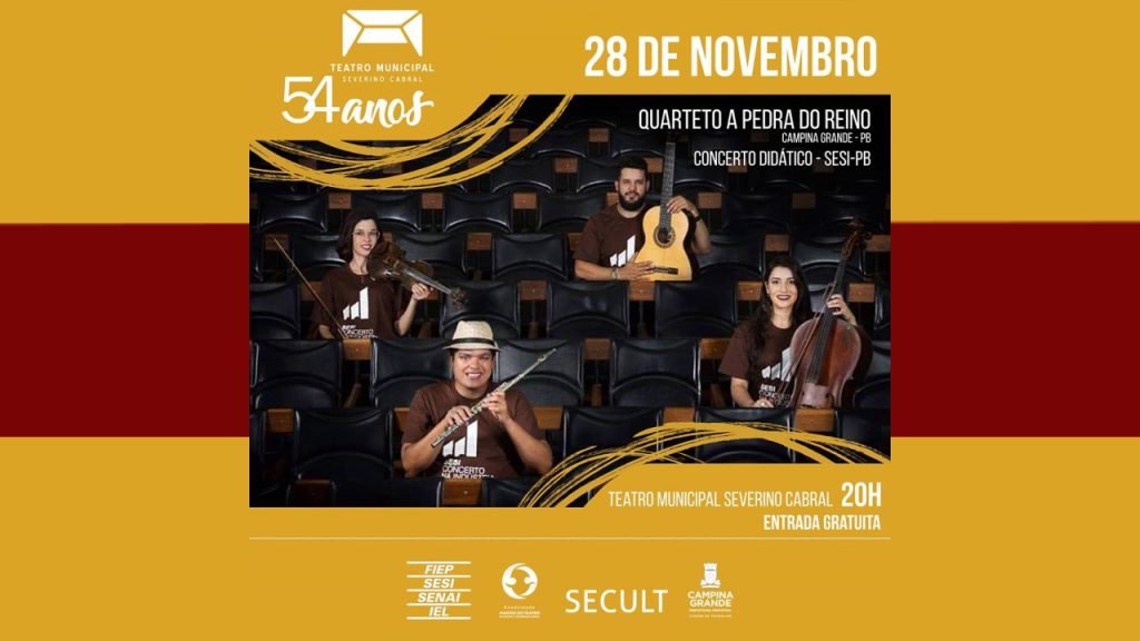 Teatro Severino Cabral apresenta Quarteto a Pedra do Reino e Grupo Trompetearte