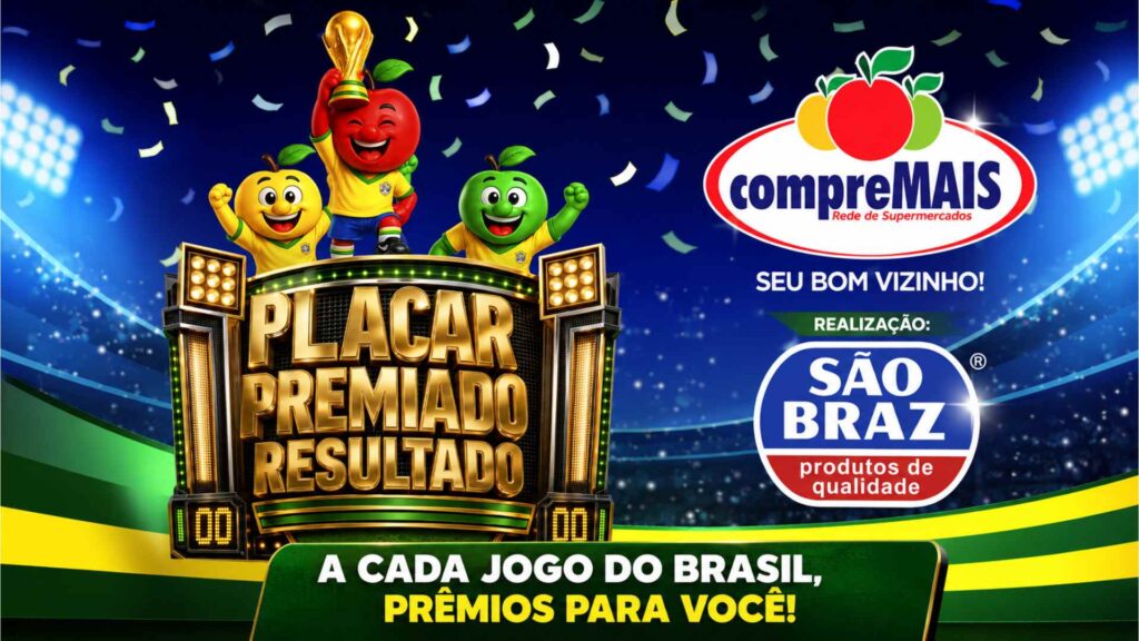 Rede CompreMais e São Braz promovem ação para jogos do Brasil na Copa